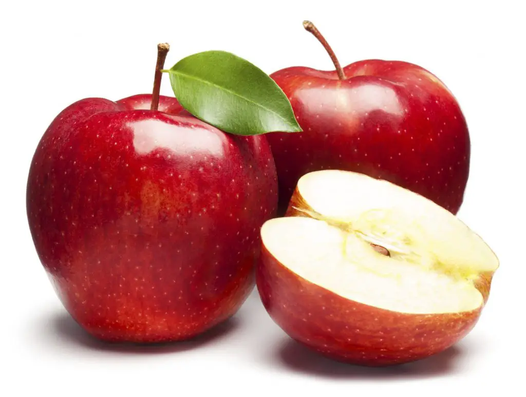 Description: Red Apple Fruit on Surface